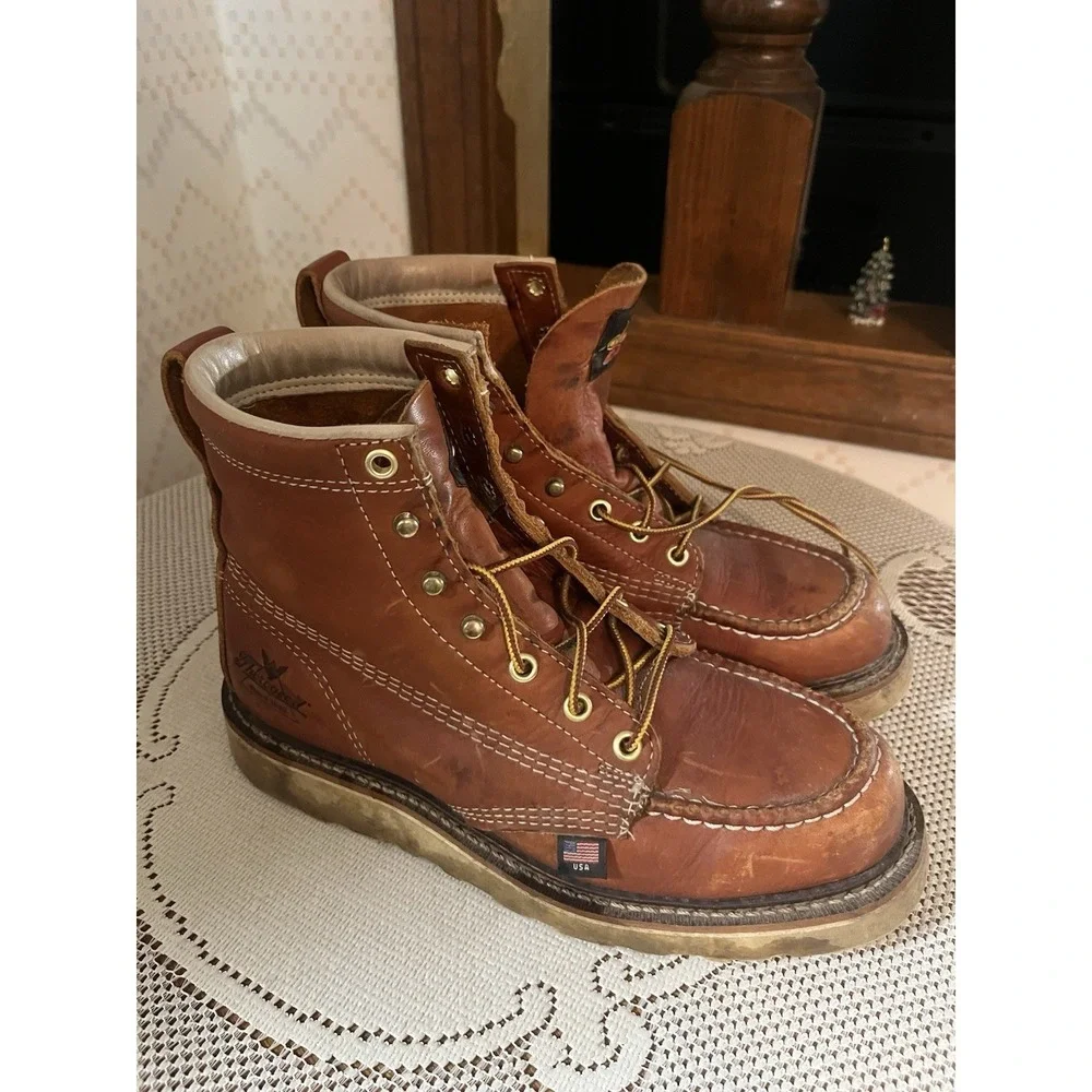 Thorogood 814-4200 Men's 6" Leather Work Boots-Brown-Size: 7 D - Picture 1 of 9